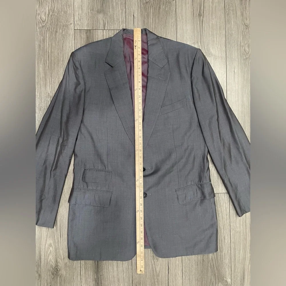 GUCCI Suit Wool Silk Grey 2‎ Piece Single Breasted Jacket Pants Set 54 Reg Italy